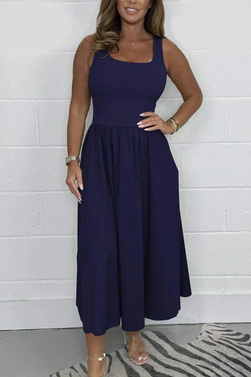 Thea | Sleeveless Square Neck A-Line Dress