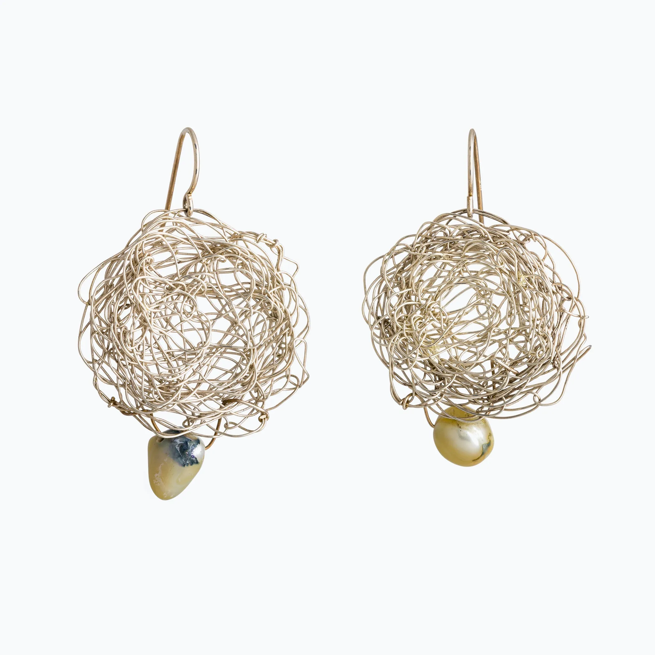 Thick Spun Discs with Blue Pearls