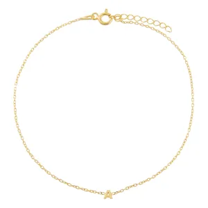Tiny Solid Uppercase Initial Anklet