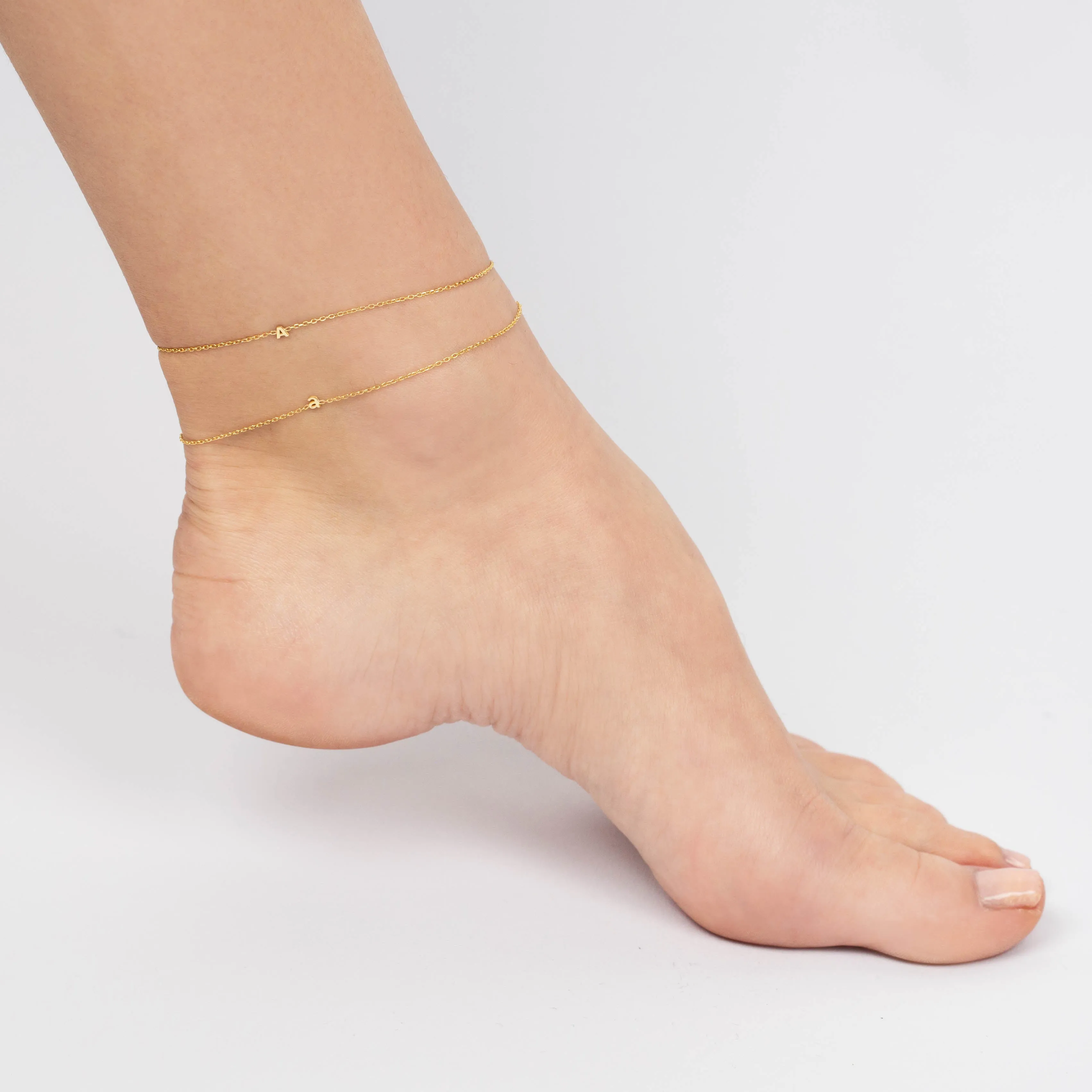 Tiny Solid Uppercase Initial Anklet