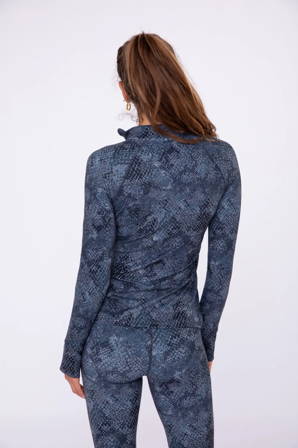 Tonya Snake Print Half-zip Pullover with Thumb Holes