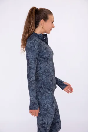 Tonya Snake Print Half-zip Pullover with Thumb Holes