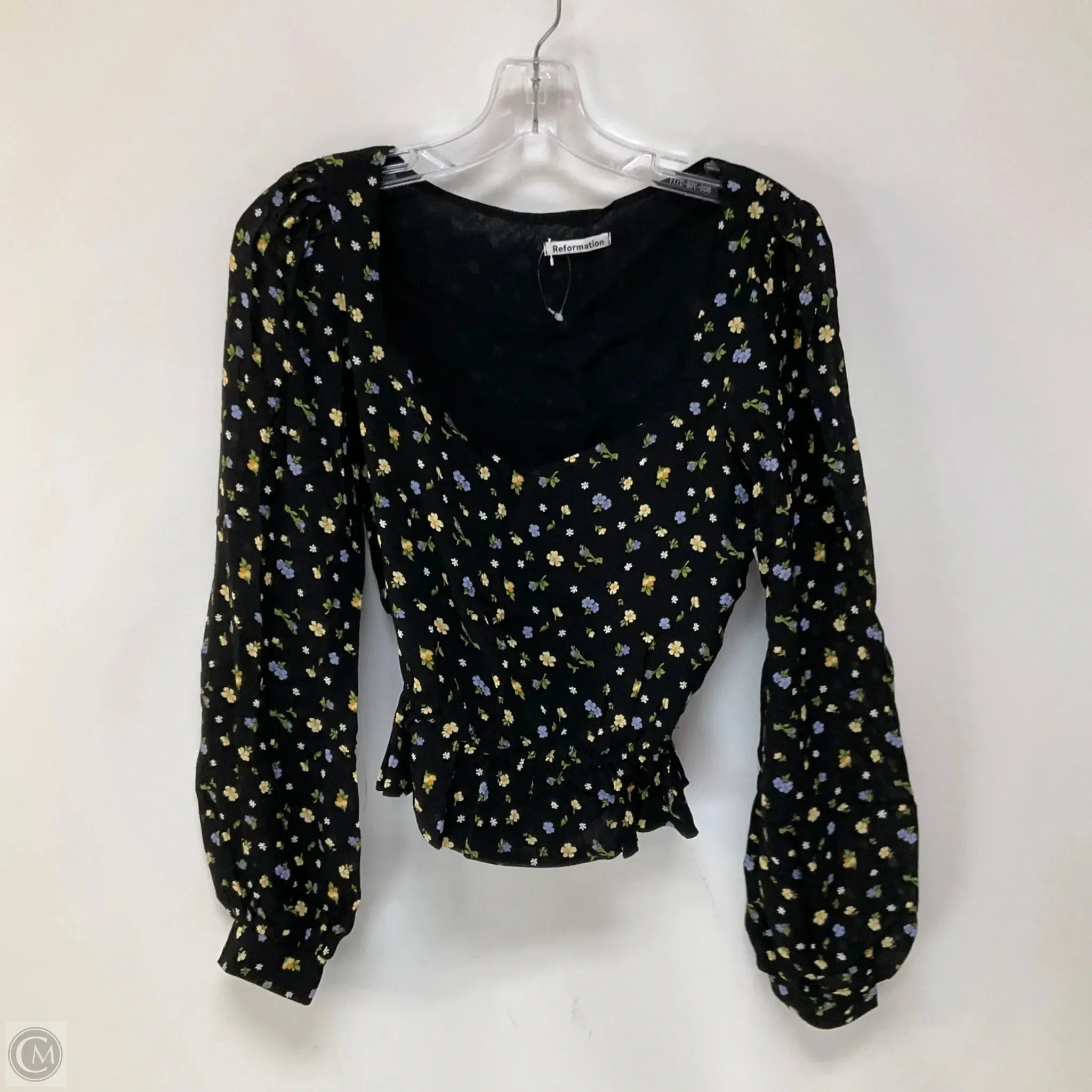 Top Long Sleeve By Reformation In Floral Print, Size: Xs