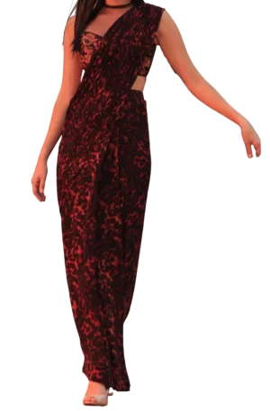 Tortoise Shell Print Pre-Draped Sari