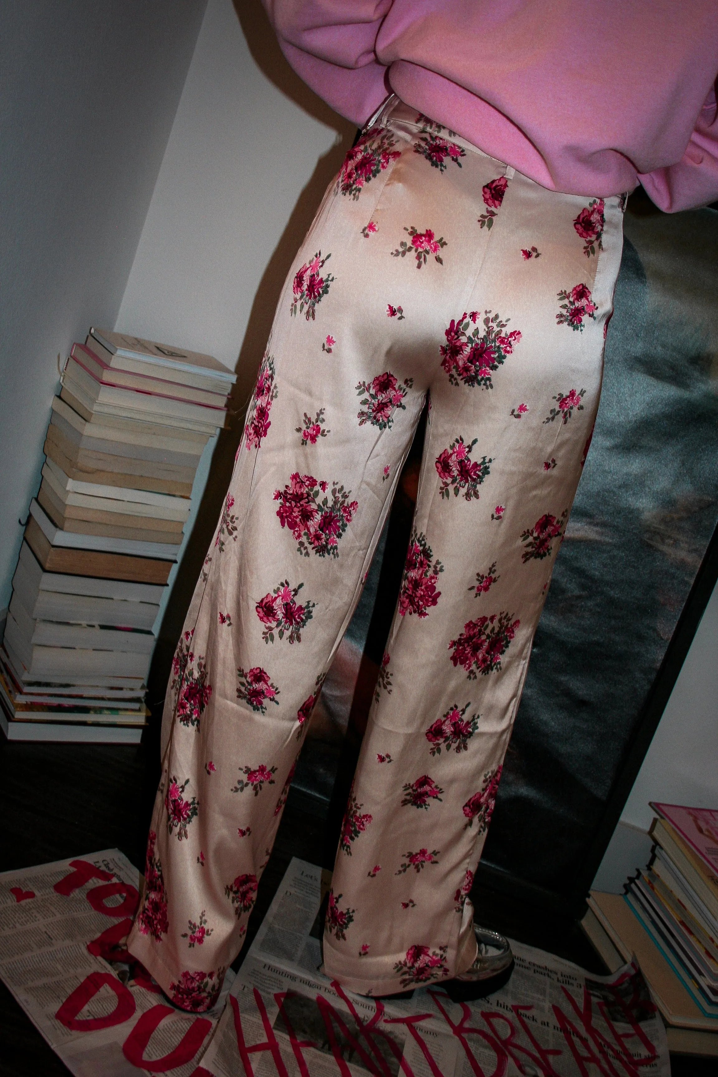 Treat Yourself Flower Satin Trousers