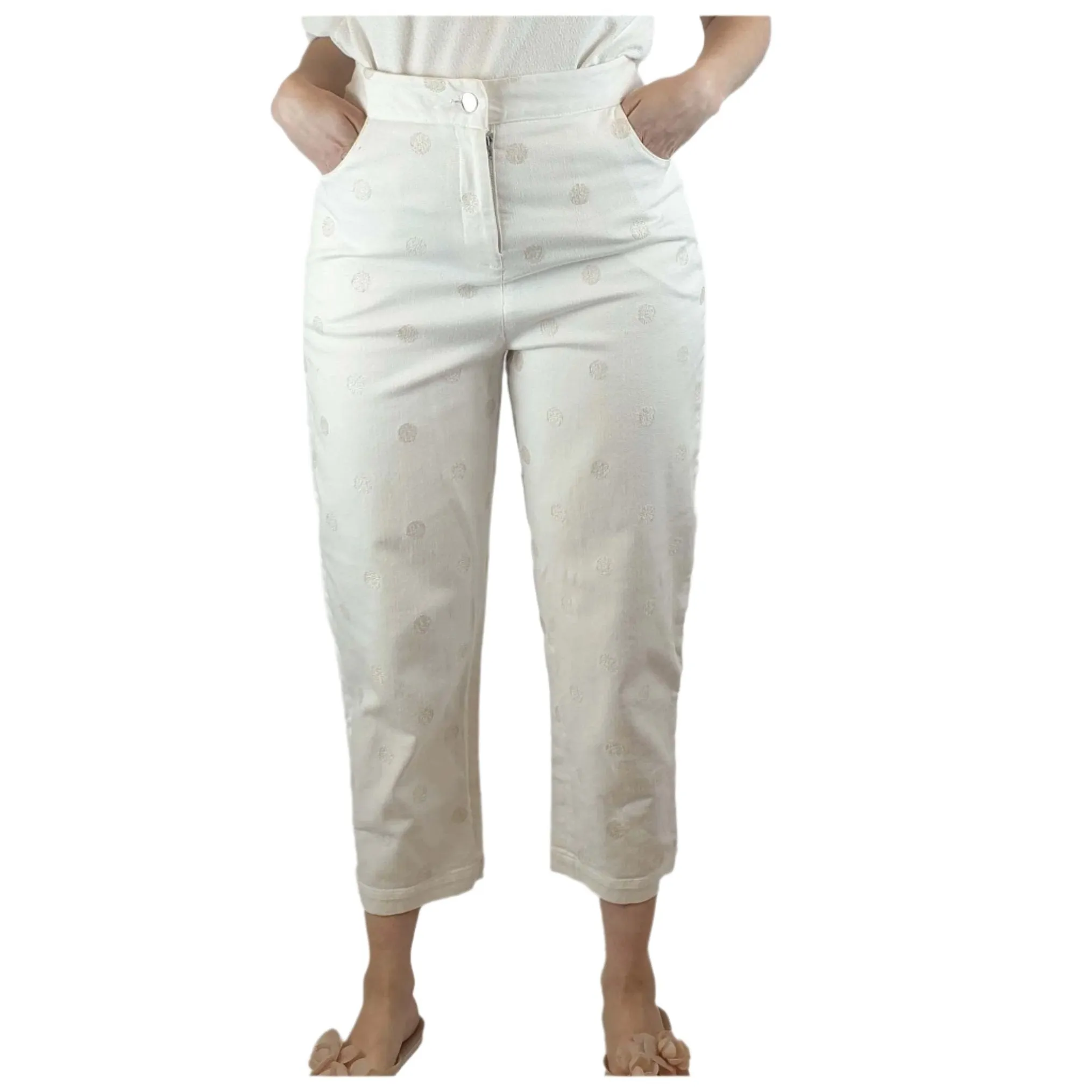 TS white straight leg jeans with  polka dots size S (fits 10)