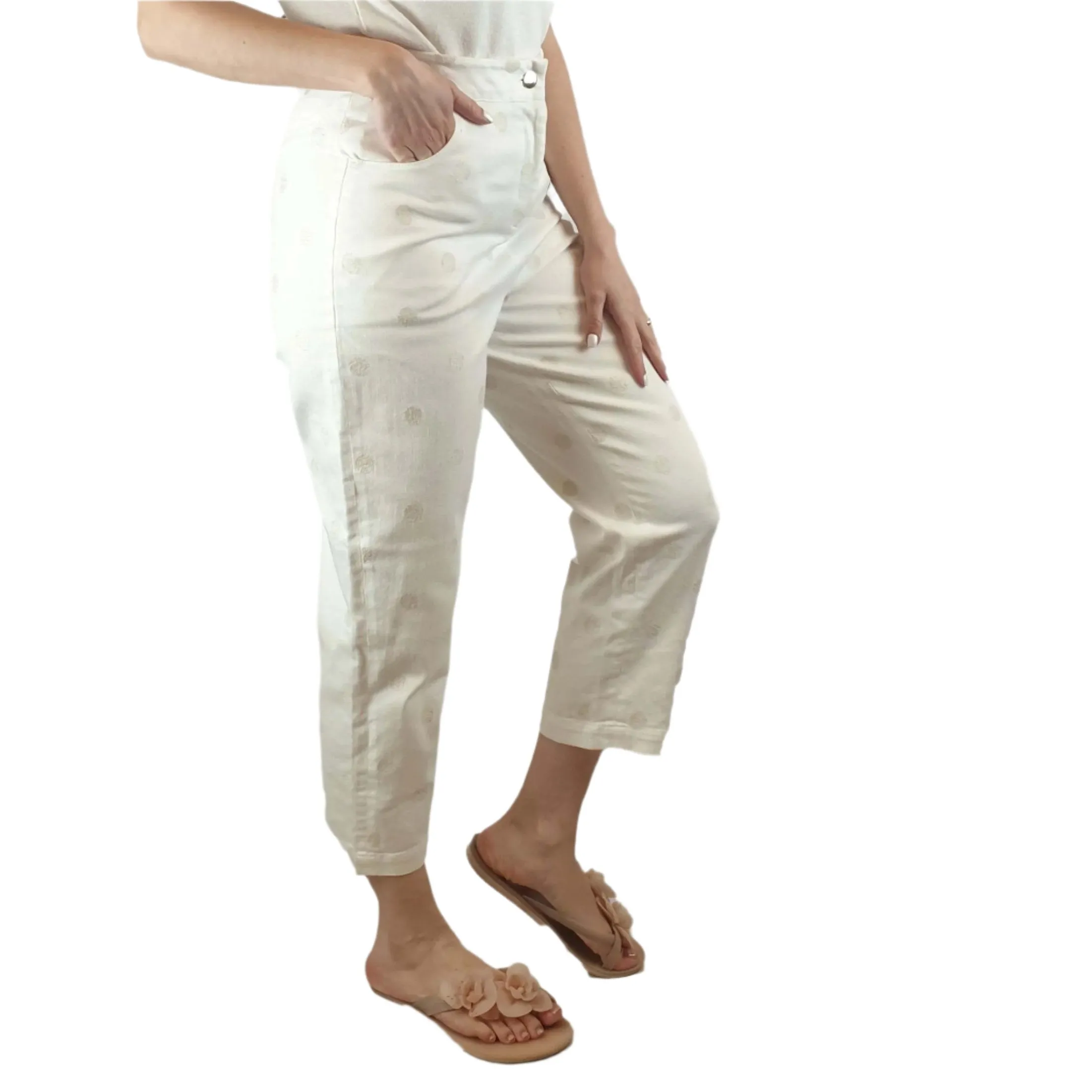 TS white straight leg jeans with  polka dots size S (fits 10)