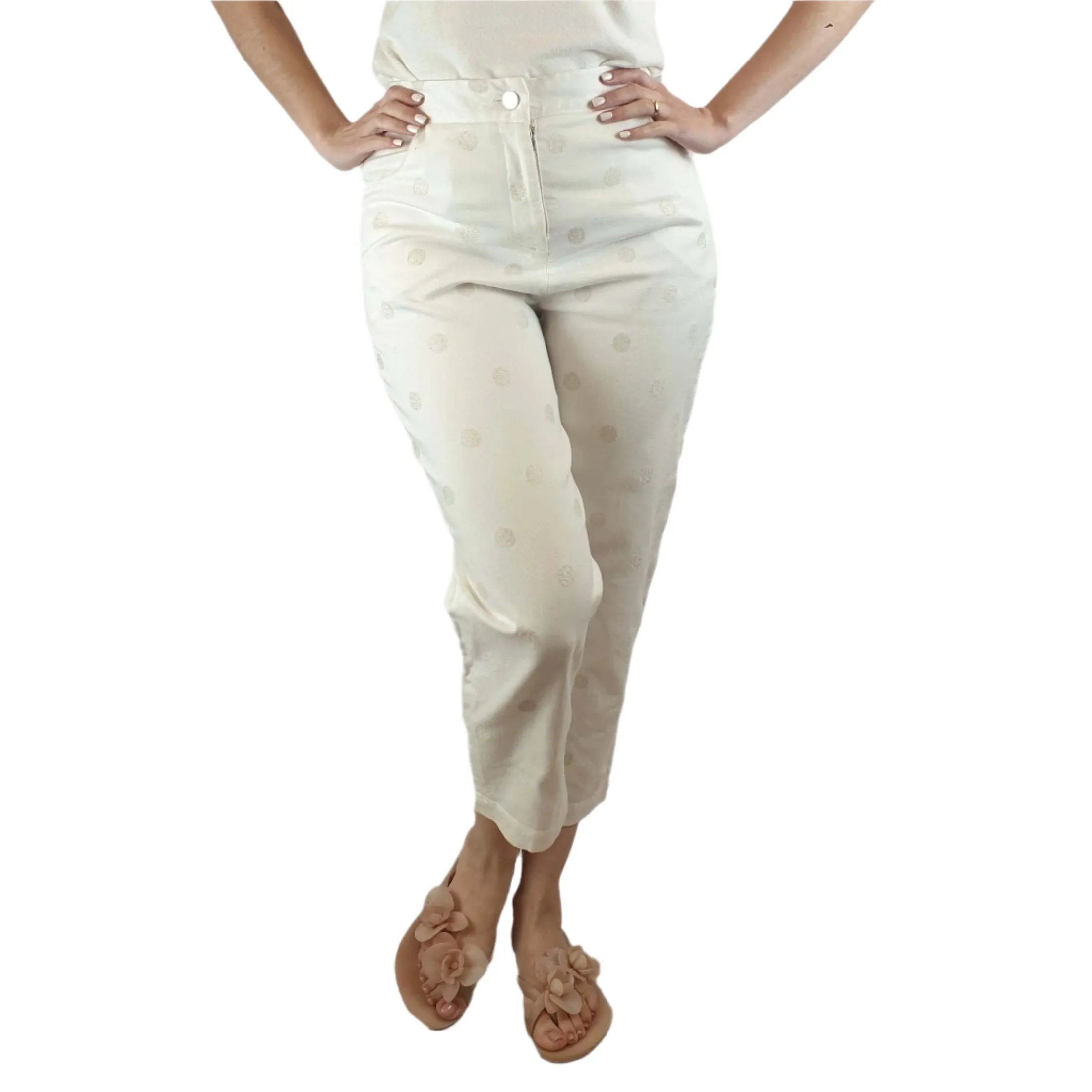 TS white straight leg jeans with  polka dots size S (fits 10)