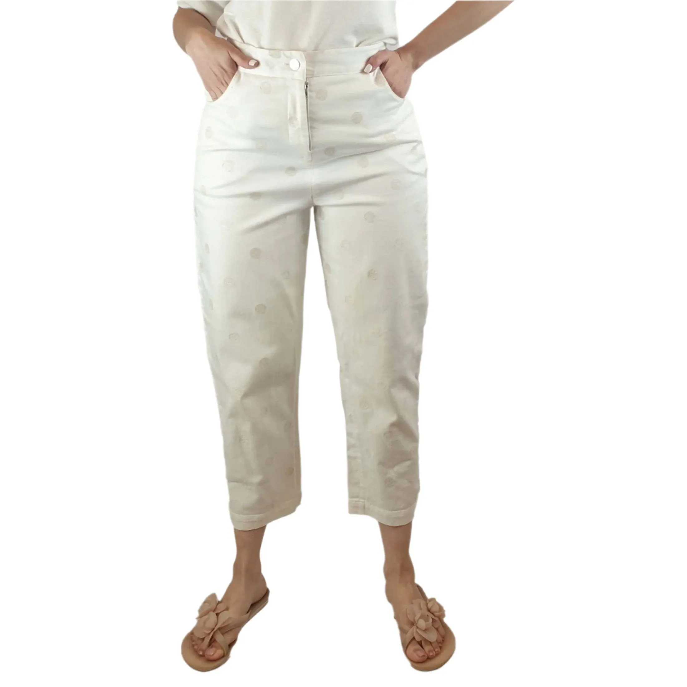 TS white straight leg jeans with  polka dots size S (fits 10)