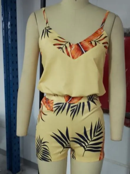 Two Pieces Suit Sleeveless Floral Print