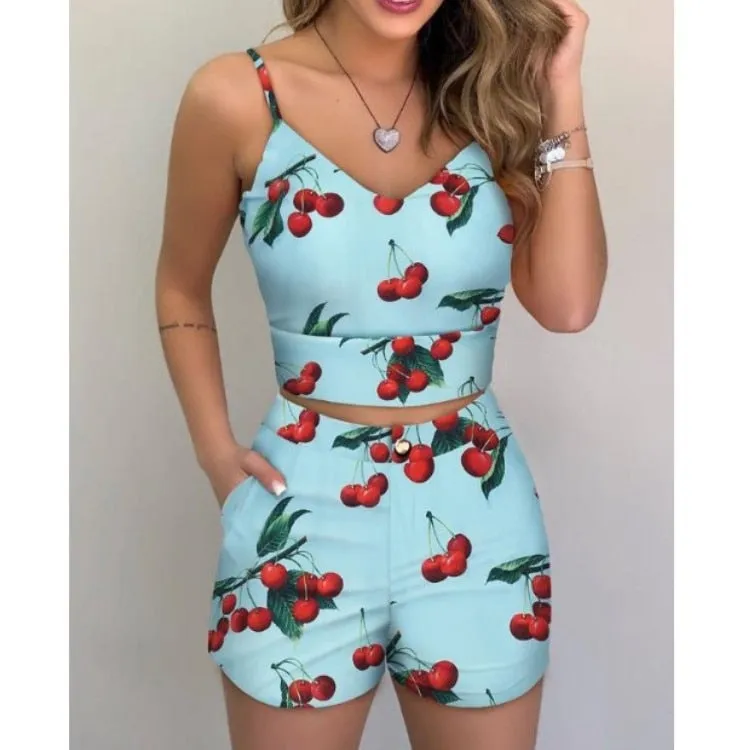 Two Pieces Suit Sleeveless Floral Print