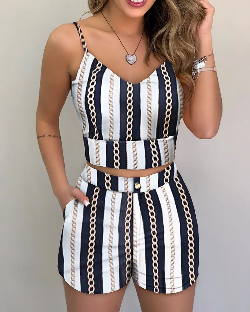 Two Pieces Suit Sleeveless Floral Print