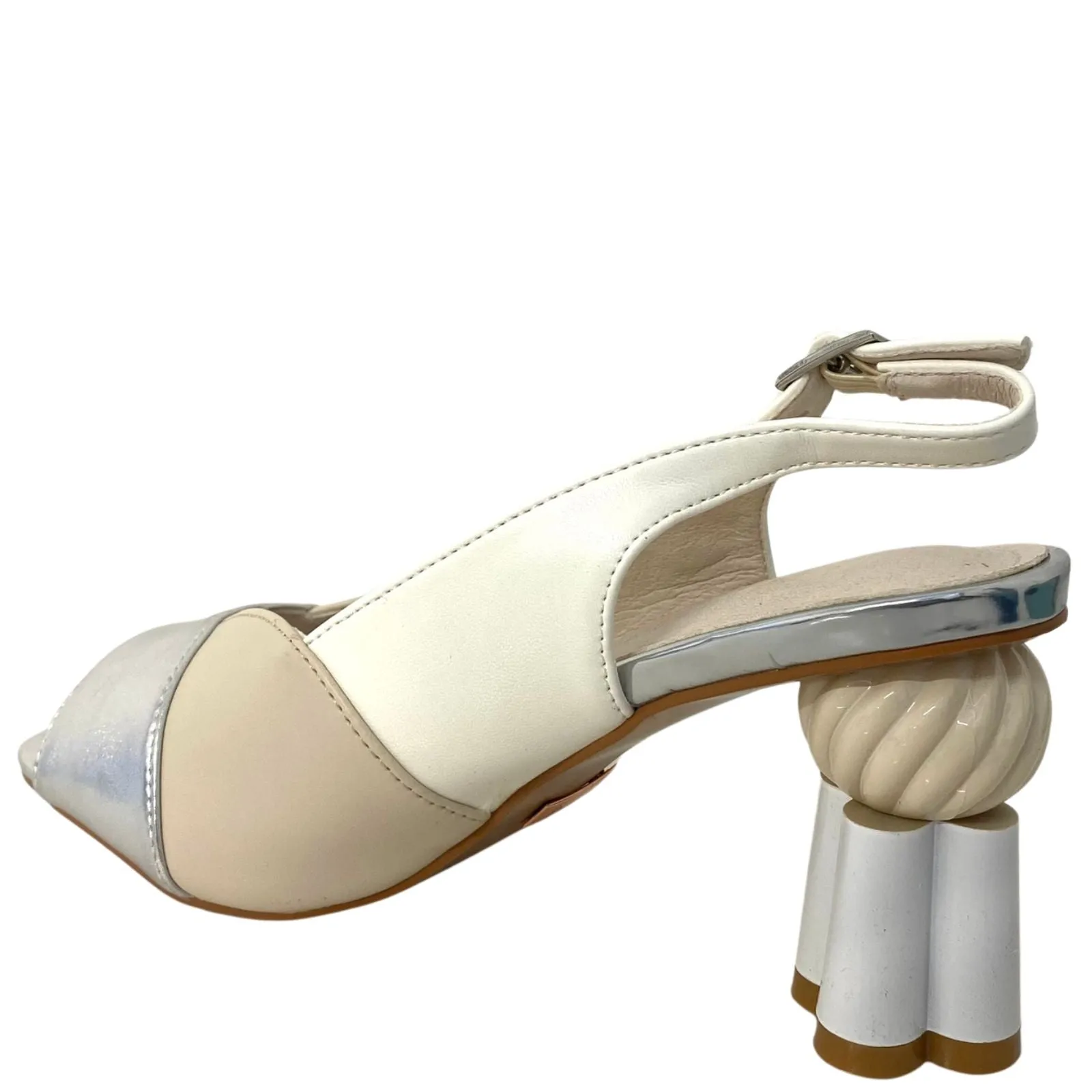 Una Healy Silver & Neutral Sling Back Sandals