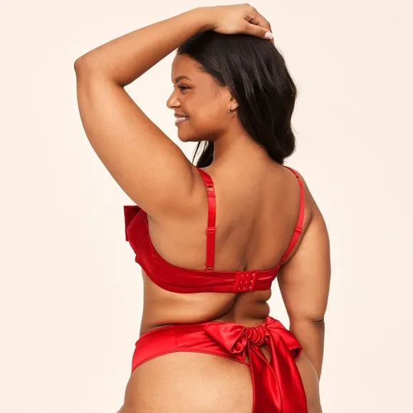Victoria’s Secret Satin True Red Bow Cut Out Mesh Bra