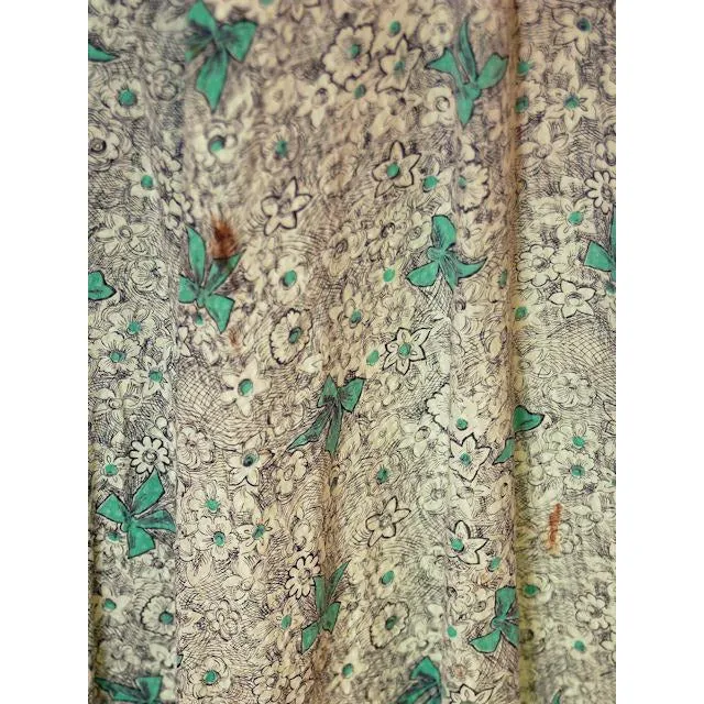 Vintage Maisonette Frock House Dress Green Print 1940s M Best For Costume