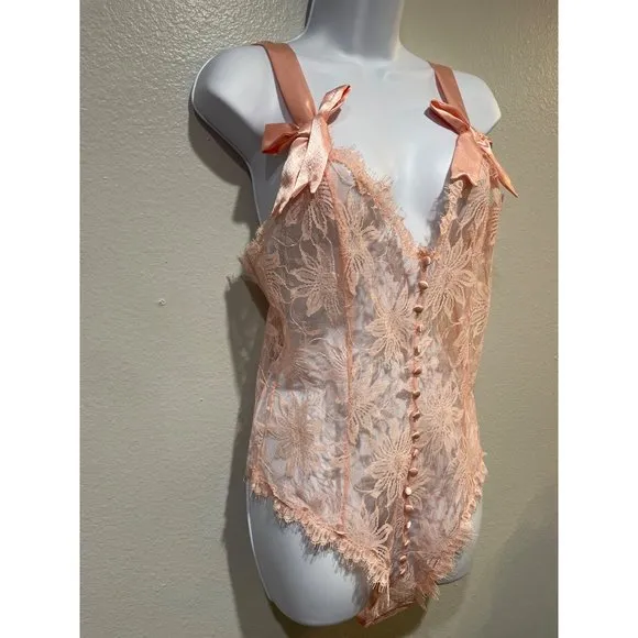 VTG Gold label Victoria’s Secret Floral Lace Teddy Lingerie Nightie Bodysuit