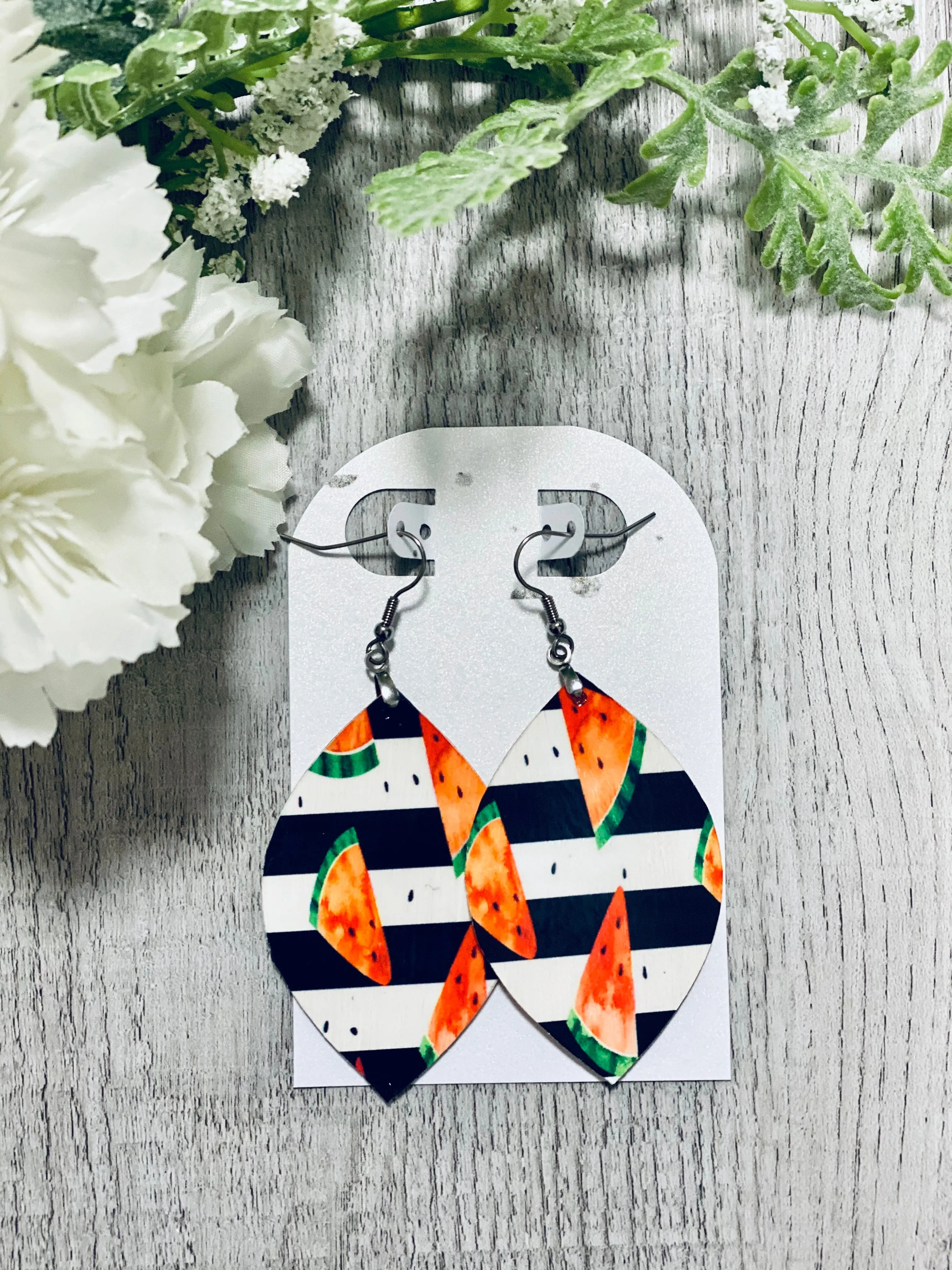 Watermelon Wooden Earrings