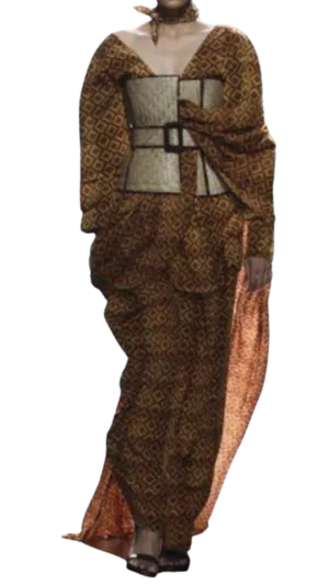 Weaved Bamboo Corset with Pre-Pleated Sari
