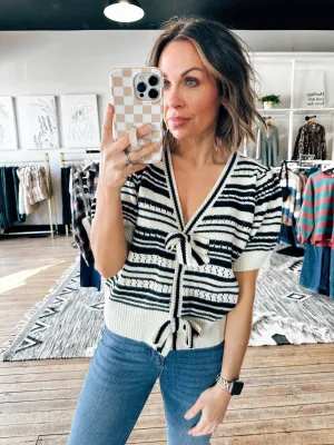 Wet Ink Bow Tie Striped Cardigan