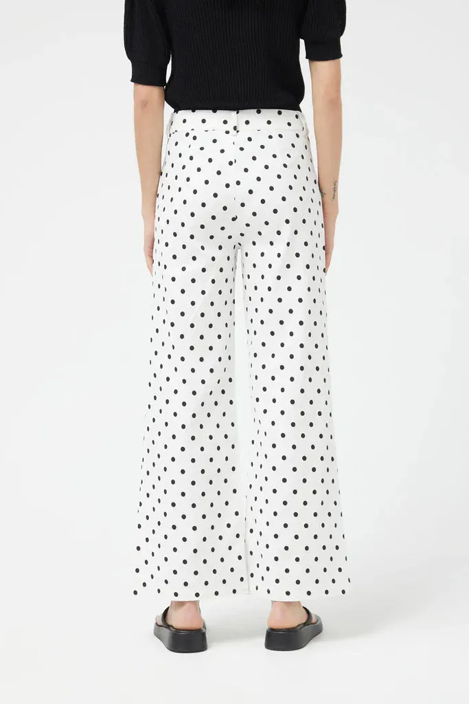 White Polka Dot Straight Jeans