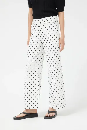 White Polka Dot Straight Jeans