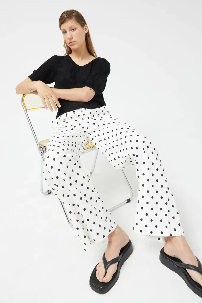 White Polka Dot Straight Jeans