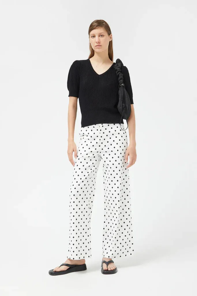 White Polka Dot Straight Jeans