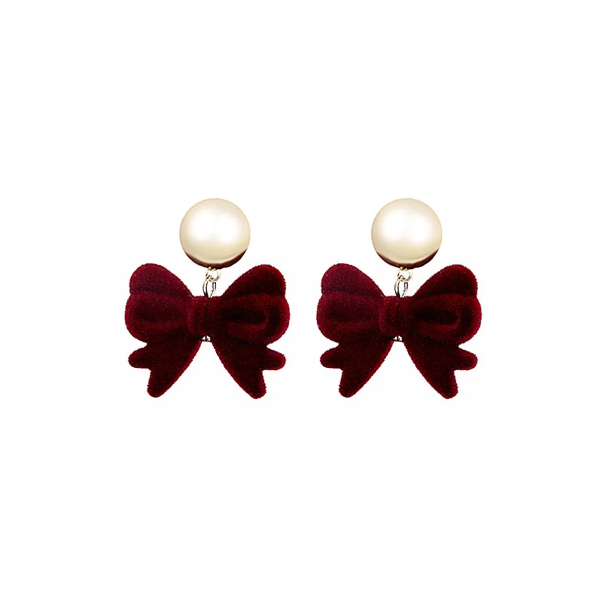 Wine Red Nylon & 18K Gold-Plated Bow Drop Earrings