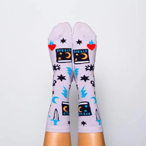 Witchy Mystic Spells Crew Socks - Women's