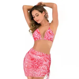 Women's 3 Piece String Bikini With Sarong Cover Up