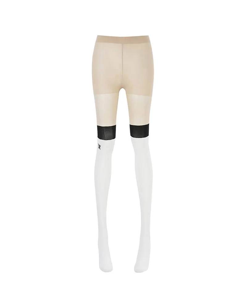 Women's Block Knee Socks Stockings - White