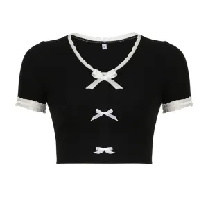 Women's Bow V Neck T-Shirt