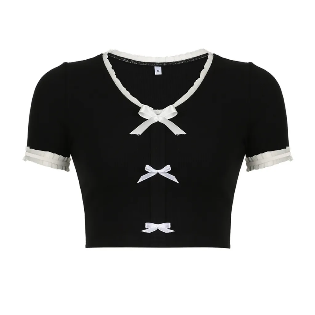 Women's Bow V Neck T-Shirt