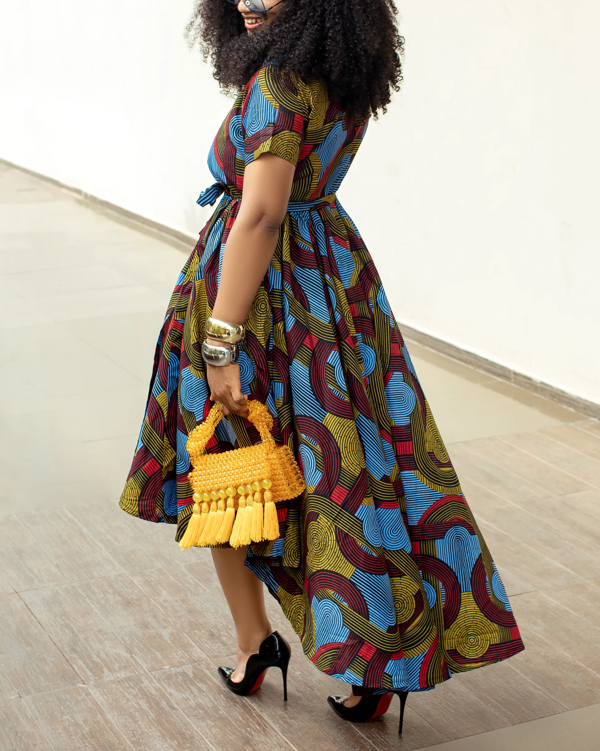 Women's Casual Print Wrap Midi Dress