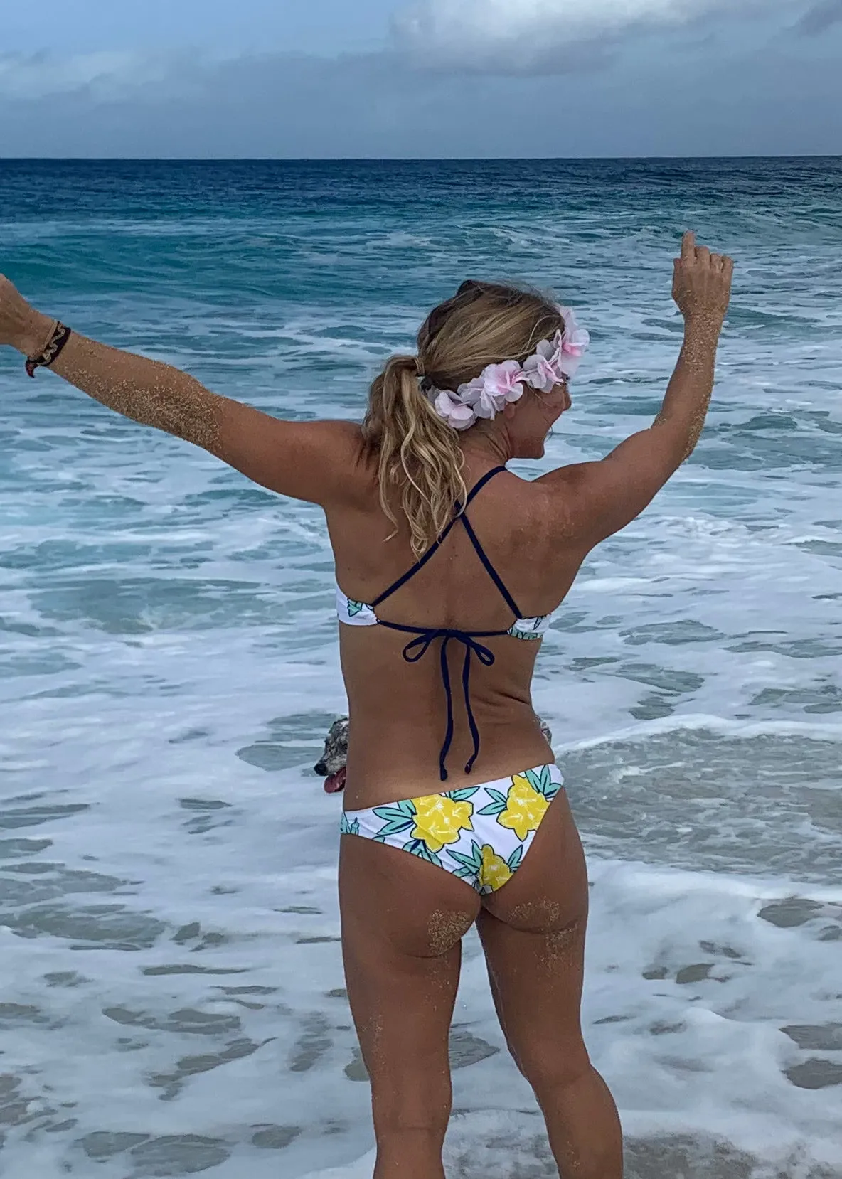 Women's Cheeky Bikini Bottom ~ Plumeria Print ~ Yellow