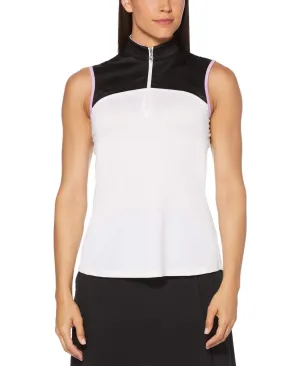 Womens Color Block Contrast Pleat Shirt