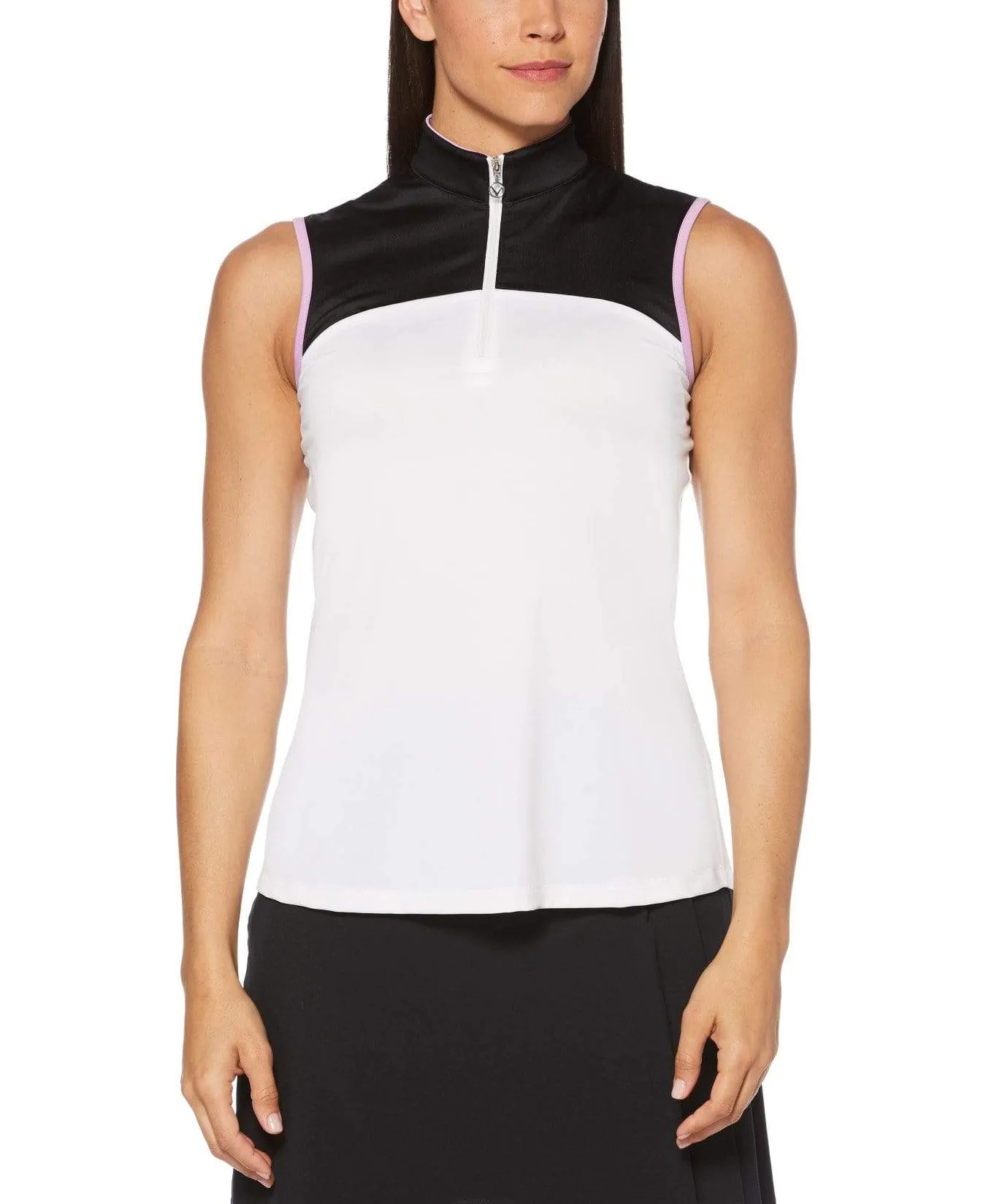 Womens Color Block Contrast Pleat Shirt