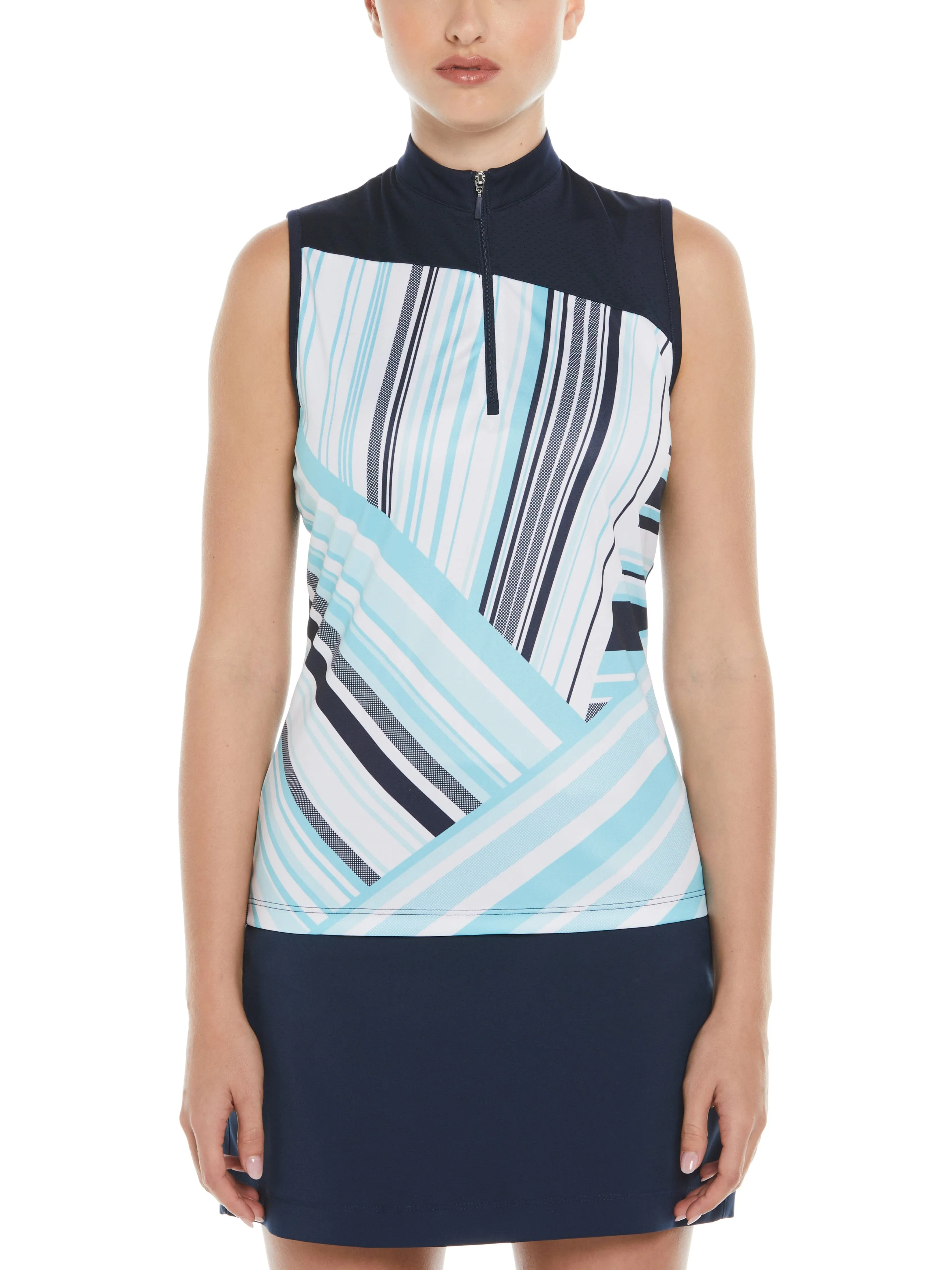 Women's Color Block Party Golf Shirt with Asymmetrical Mesh Insert
