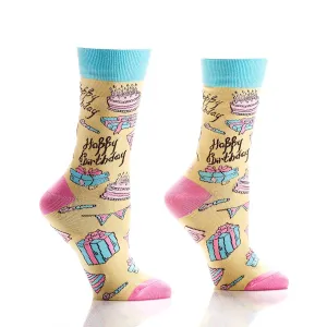 Women's Crew Sock, Happy Birthday, Yo Sox