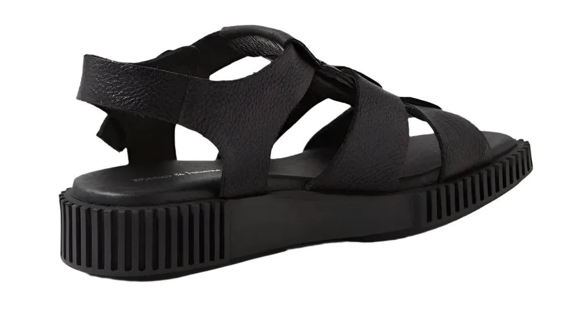 WOMEN'S DJANGO & JULIETTE ITALA SANDAL | BLACK TUMBLED LEATHER / BLACK SOLE