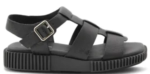WOMEN'S DJANGO & JULIETTE ITALA SANDAL | BLACK TUMBLED LEATHER / BLACK SOLE