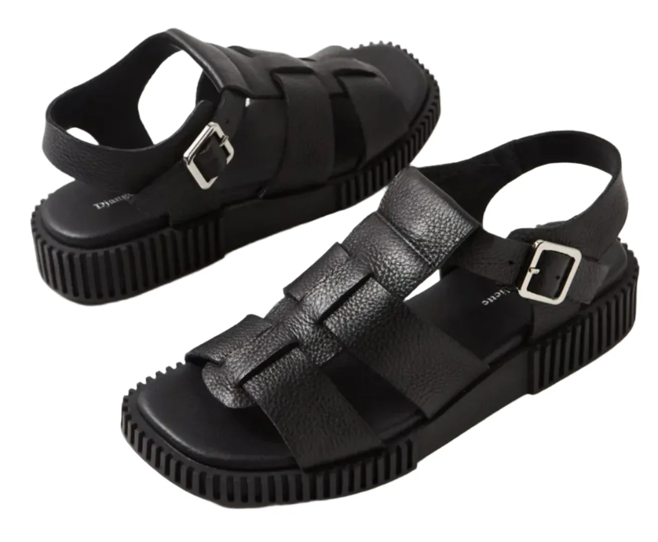 WOMEN'S DJANGO & JULIETTE ITALA SANDAL | BLACK TUMBLED LEATHER / BLACK SOLE