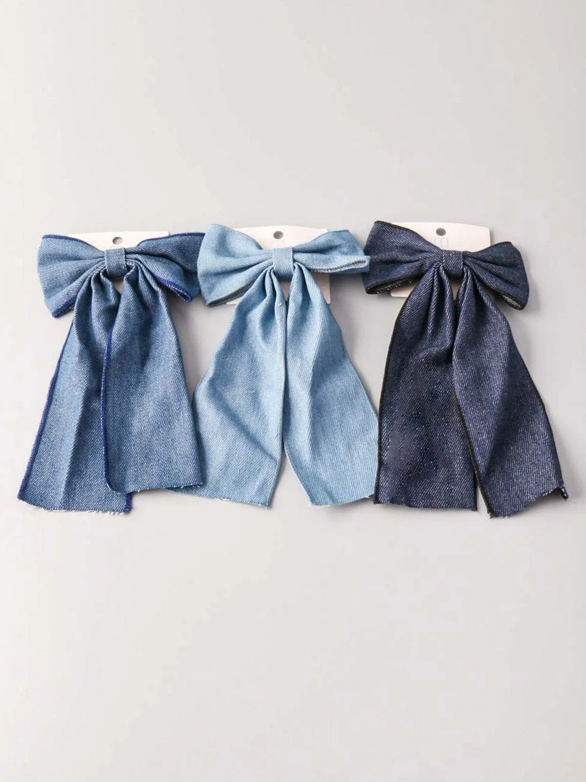 WOMEN'S FASHION ASSORTED COLORS DENIM BOW HAIR CLIPS