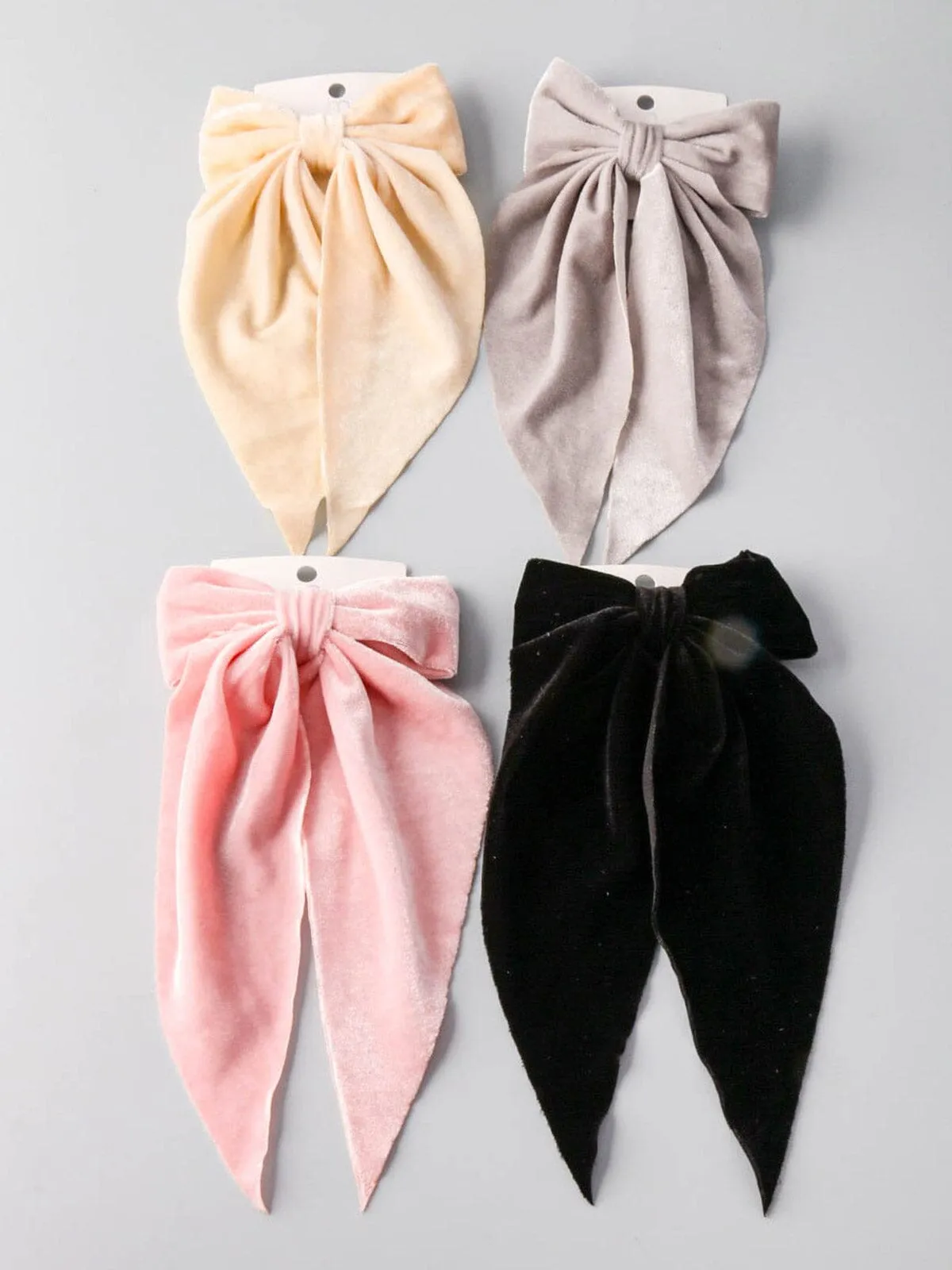 WOMEN'S FASHION ASSORTED COLORS VELVET BOW HAIR CLIPS