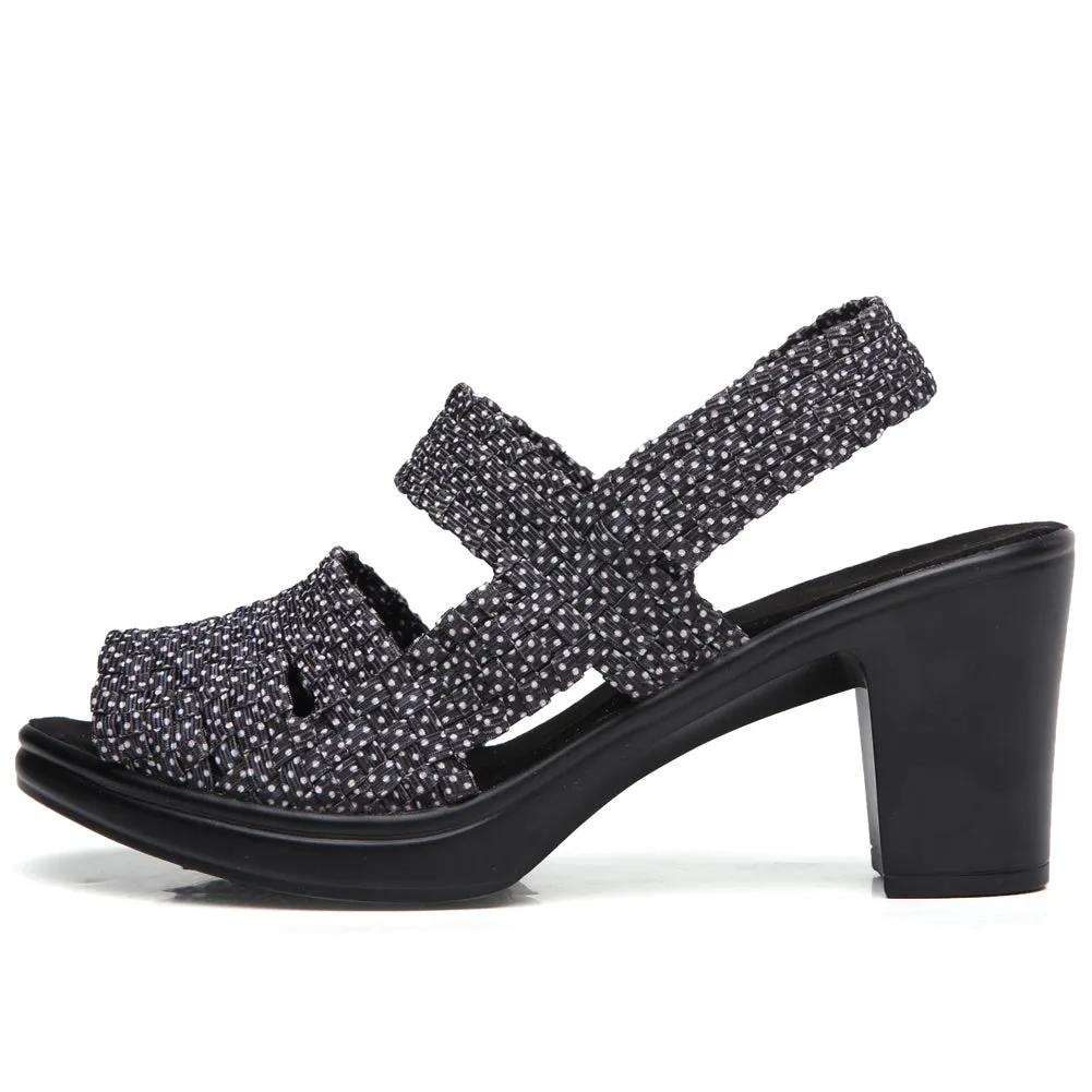 Women's Fashion Summer Heel Sandal Shoes - Black