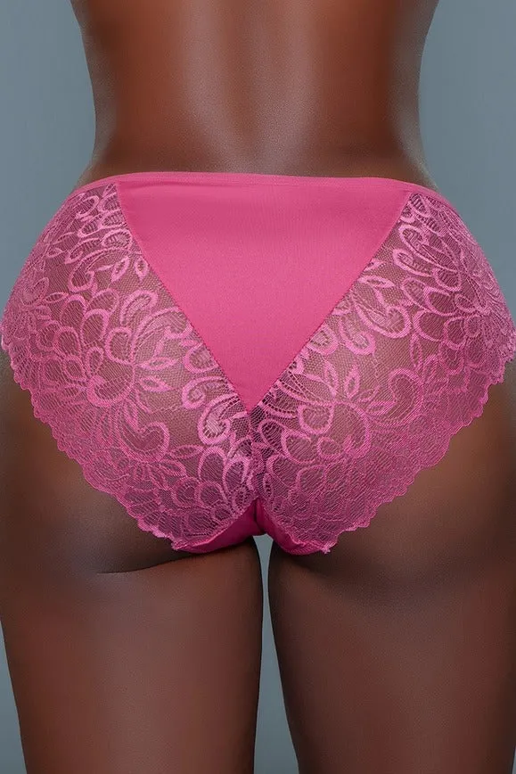 Women's Floral Lace Design High Rise Bow Detail Brief Panty (Pack of 3)