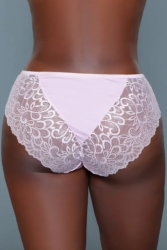 Women's Floral Lace Design High Rise Bow Detail Brief Panty (Pack of 3)