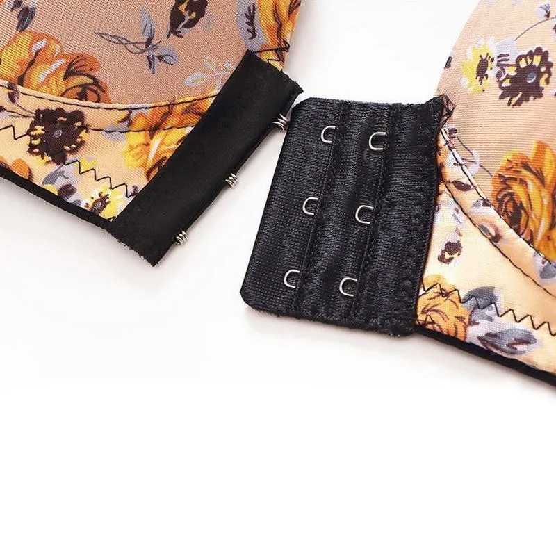 WOMEN’S FRONT BUCKLE GATHERED PRINT BRA