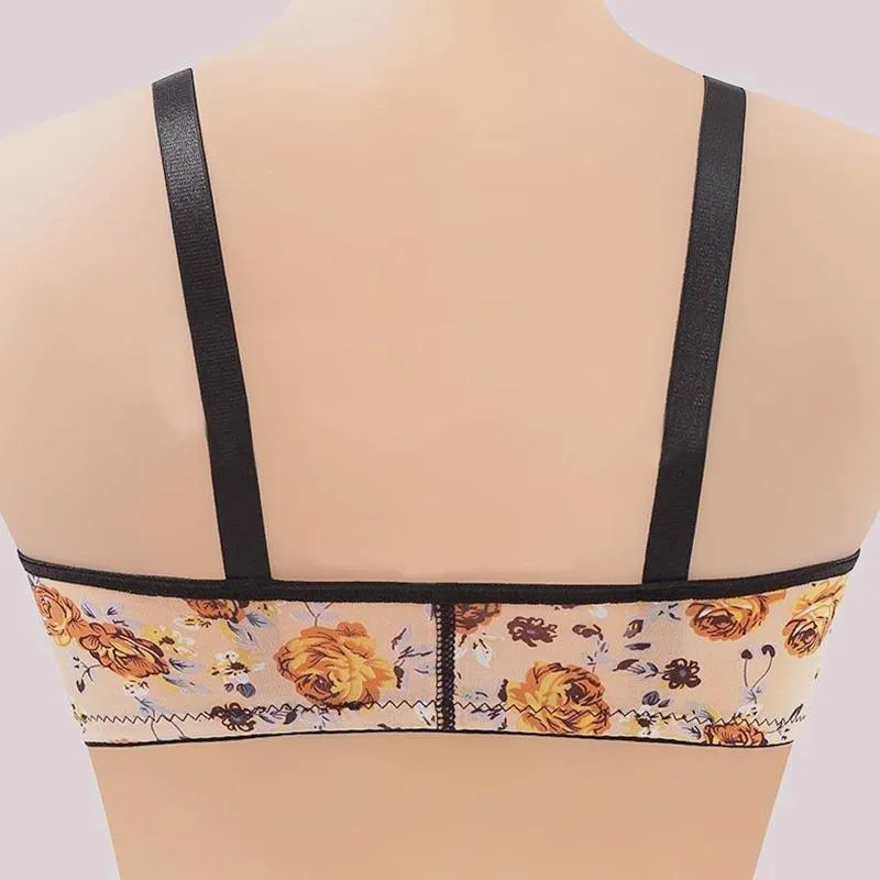 WOMEN’S FRONT BUCKLE GATHERED PRINT BRA