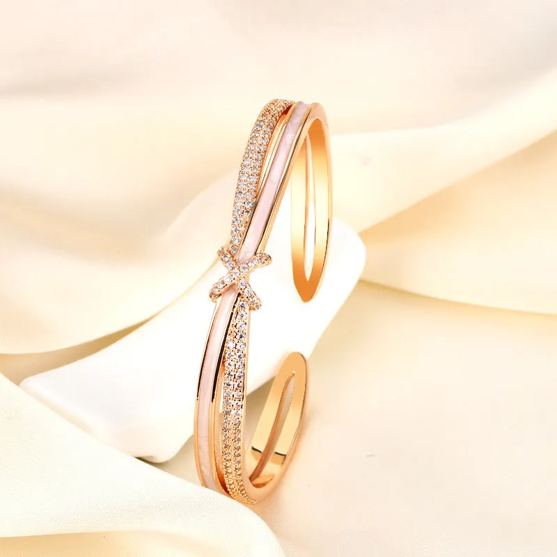Women's Gold-plated Diamond Cross Bracelet